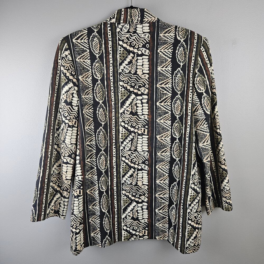 Vintage Joyce Tribal Print Blazer 80s Boho Abstract Statement Jacket Size 12 - Picture 2 of 8